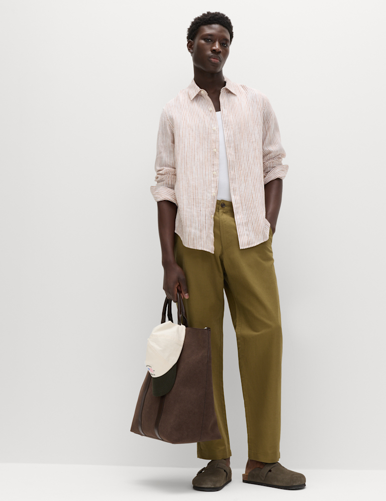 Regular Fit Linen Blend Chinos