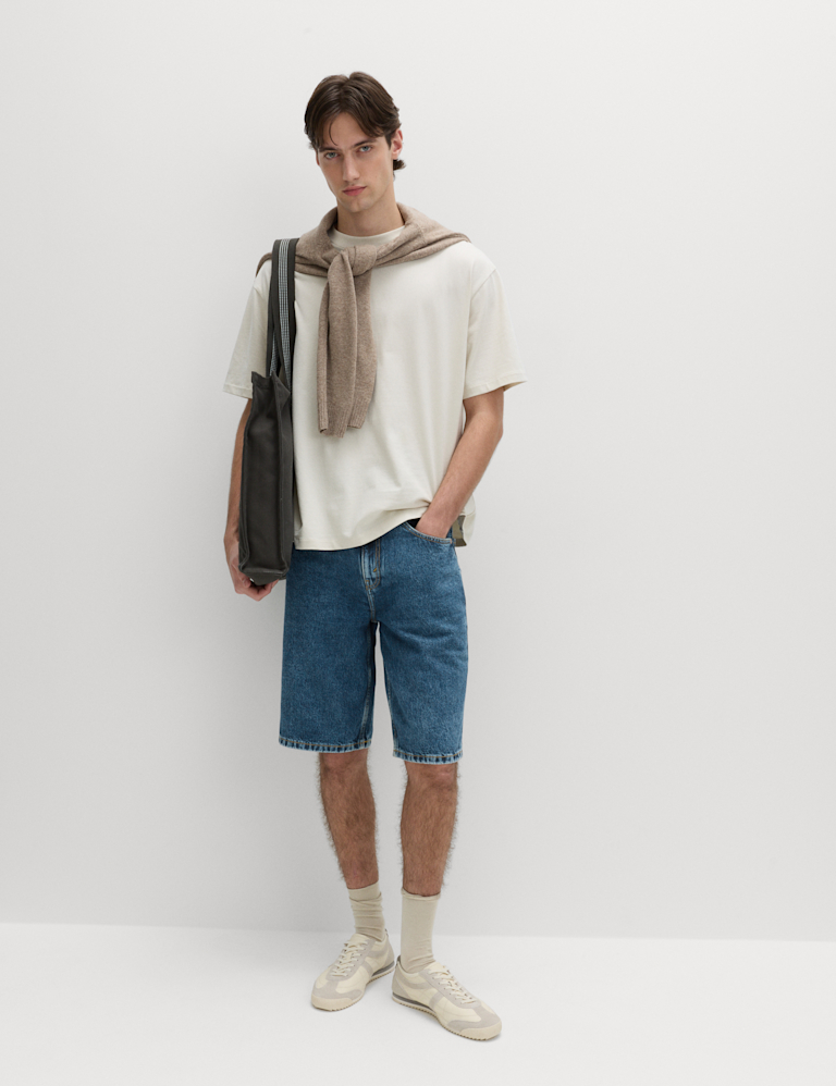 Straight Leg Rigid Denim Shorts