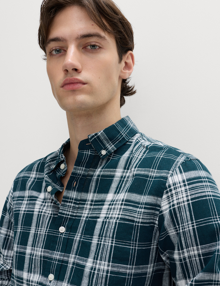 Linen Cotton Blend Check Shirt Linen Cotton Blend Check Shirt