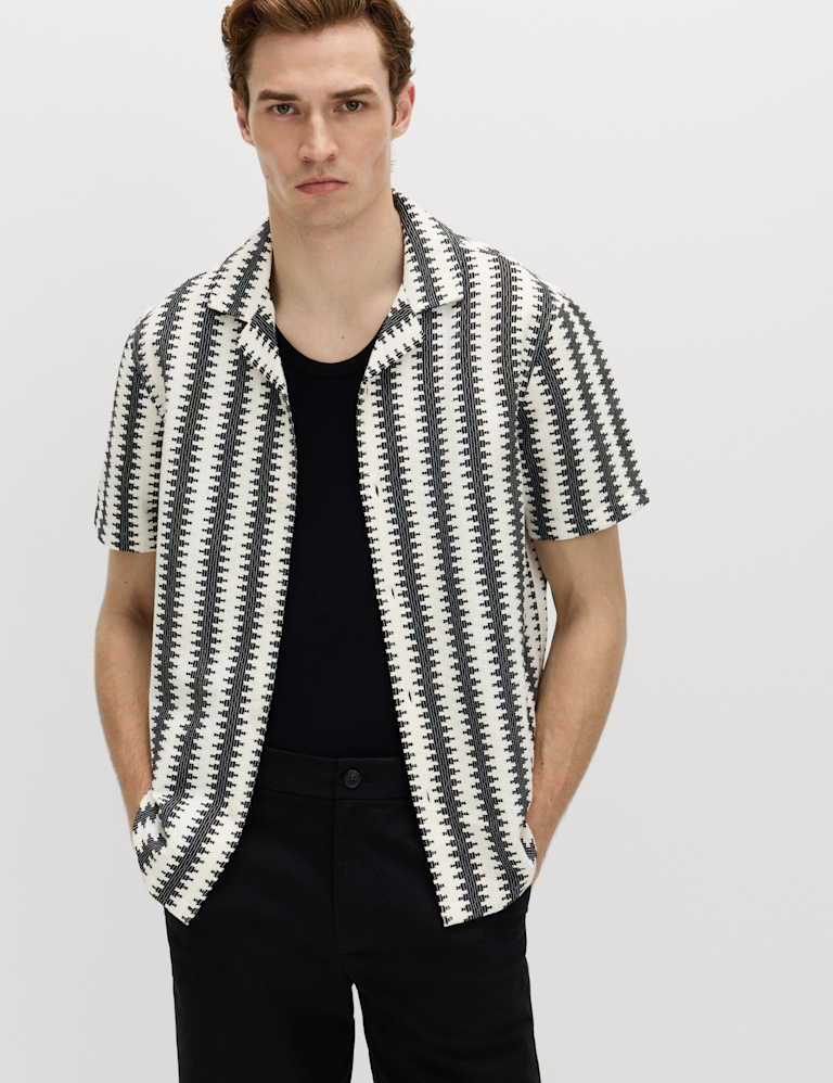 Regular Fit Cotton Blend Short Sleeve Shirt