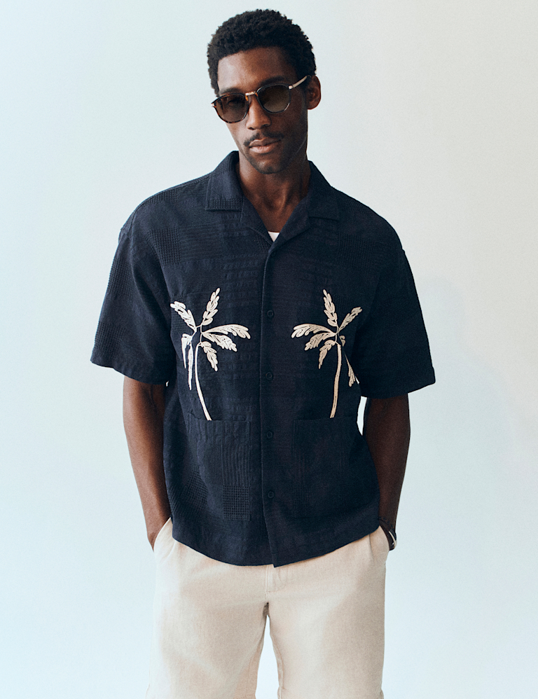 Regular Fit Cotton Rich Textured Shirt