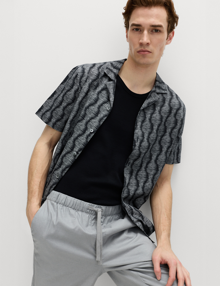Pure Cotton Geometric Short Sleeve Shirt
