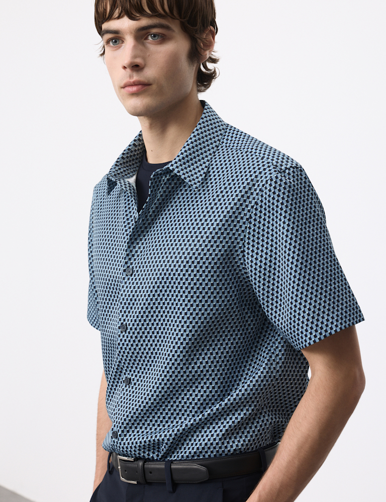 Geometric Print Short Sleeve Shirt Geometric Print Short Sleeve Shirt