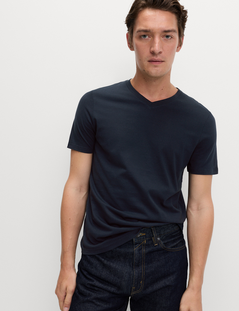 Pure Cotton V Neck T-Shirt