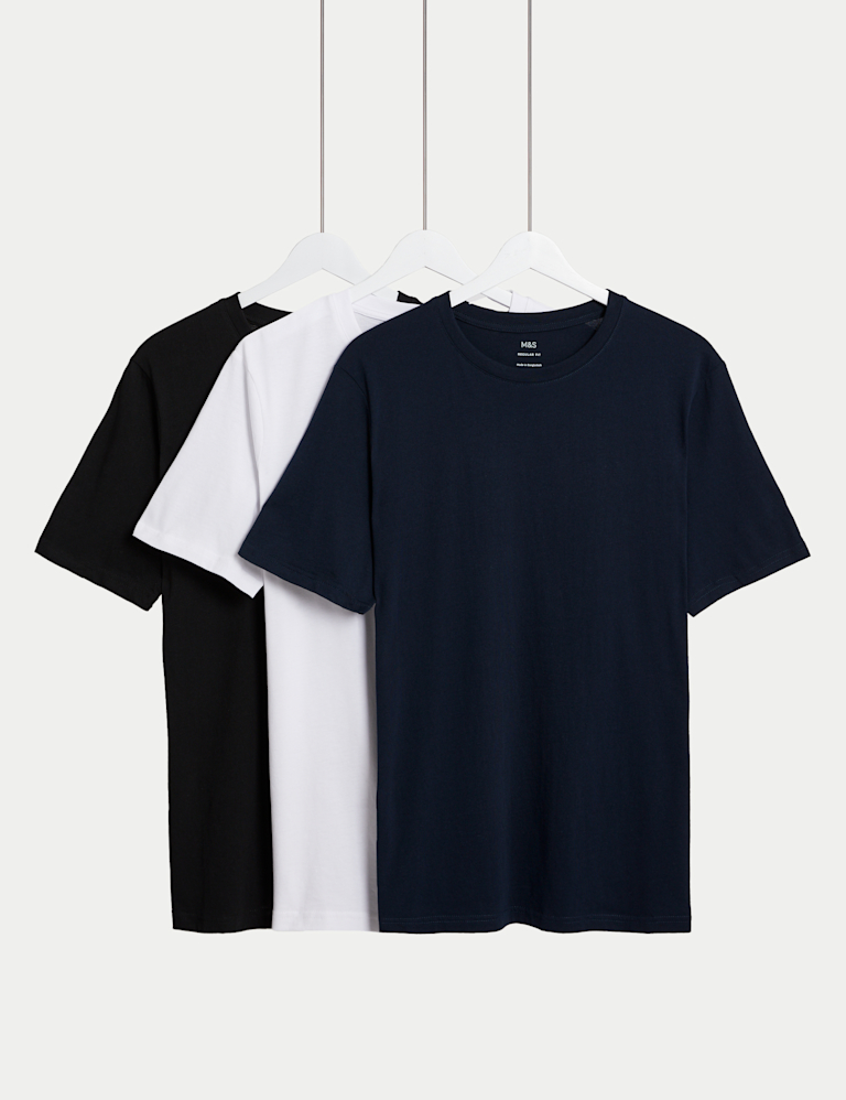 3 Pack Pure Cotton Crew Neck T-Shirts