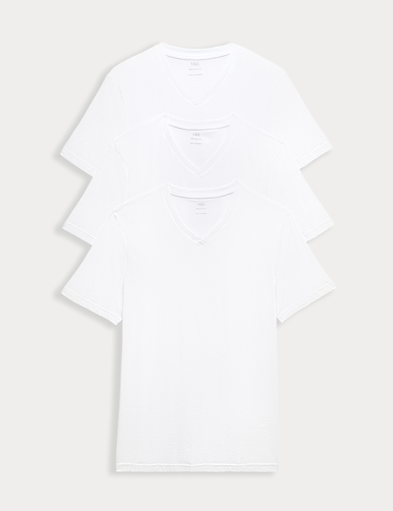 3 Pack Pure Cotton V-Neck T-Shirts