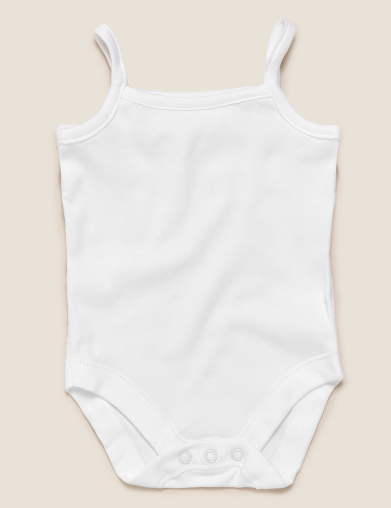 5 Pack Pure Cotton Strappy Bodysuits (6½lbs-3 Yrs)