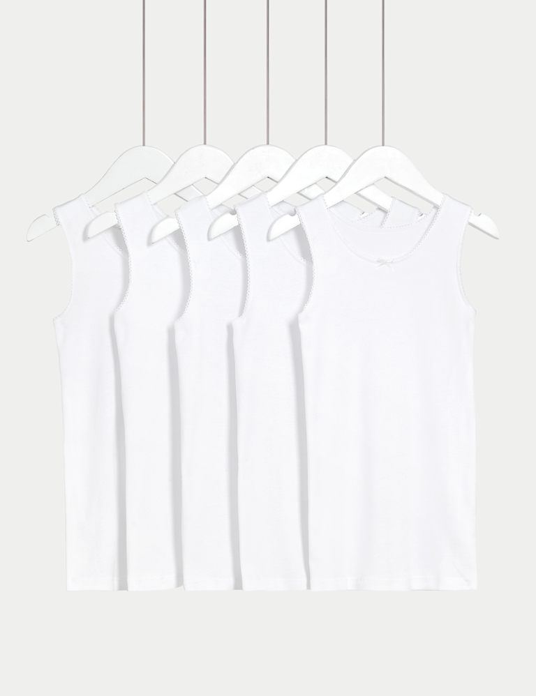 5pk Pure Cotton Bow Vests (2-14 Yrs)