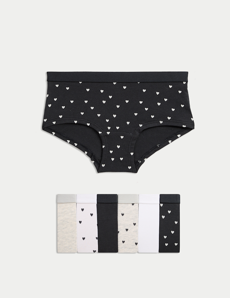 7 Pack Cotton with Stretch Heart Print Shorts (5-16 Yrs)