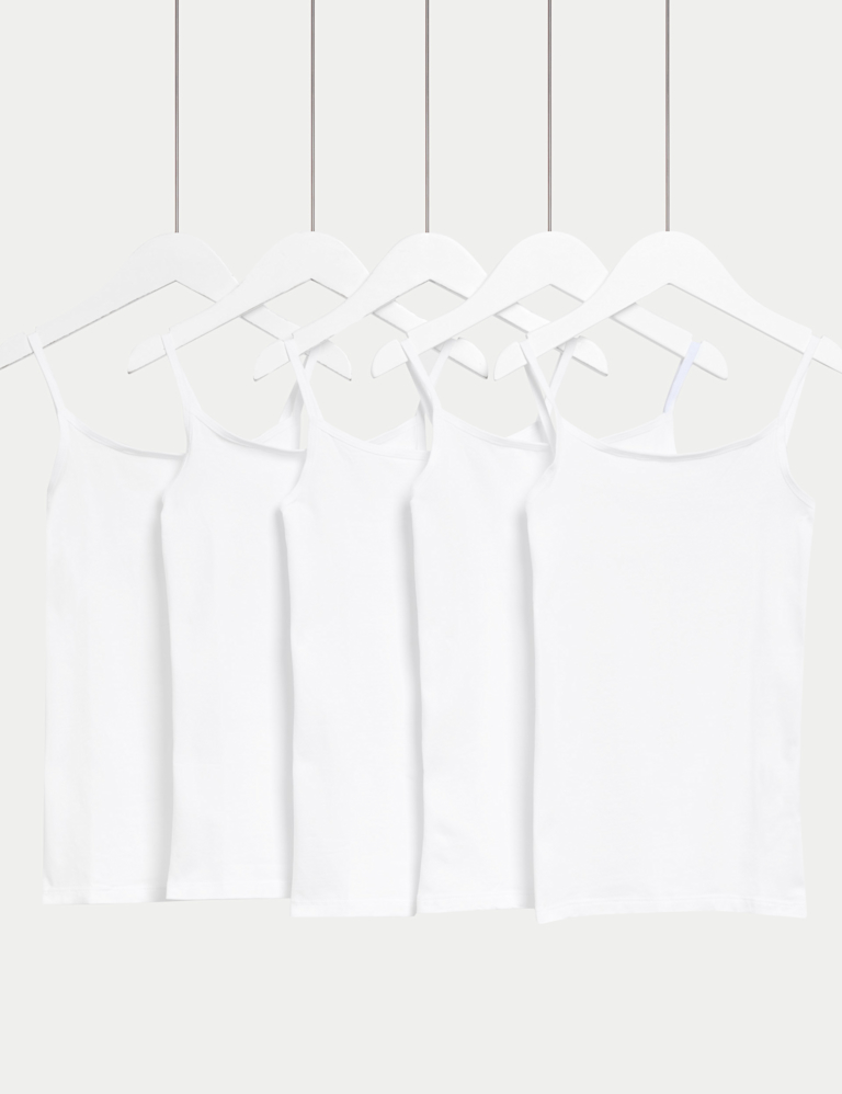 5 Pack Cotton with Stretch Cami Tops (5-14 Yrs)