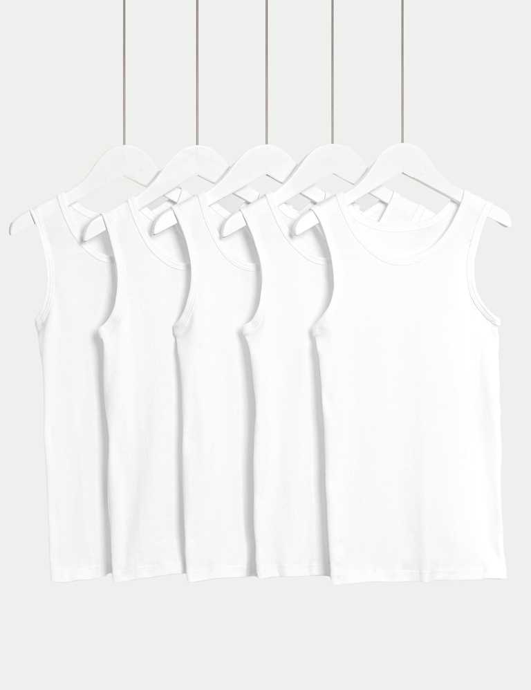 5pk Pure Cotton Vests (2-14 Yrs)