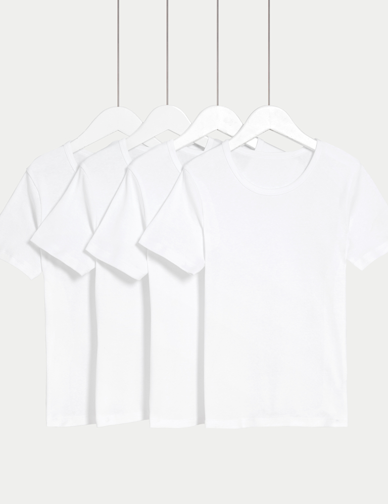 4 Pack Pure Cotton Short Sleeve Vests (2-14 Yrs)