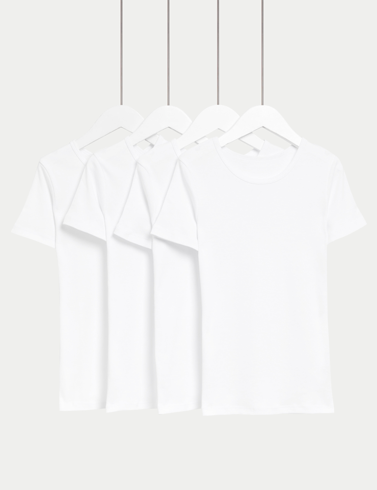 4 Pack Pure Cotton Short Sleeve Vests (2-14 Yrs)