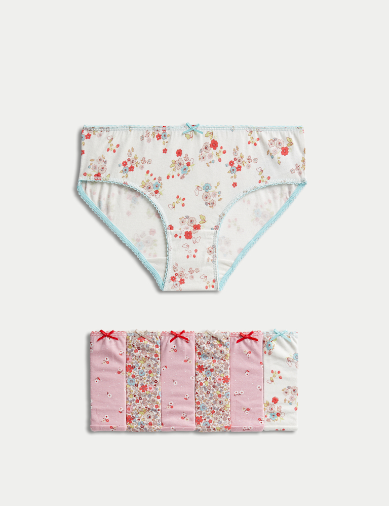 7pk Pure Cotton Floral Knickers (2-12 Yrs) 7pk Pure Cotton Floral Knickers (2-12 Yrs)