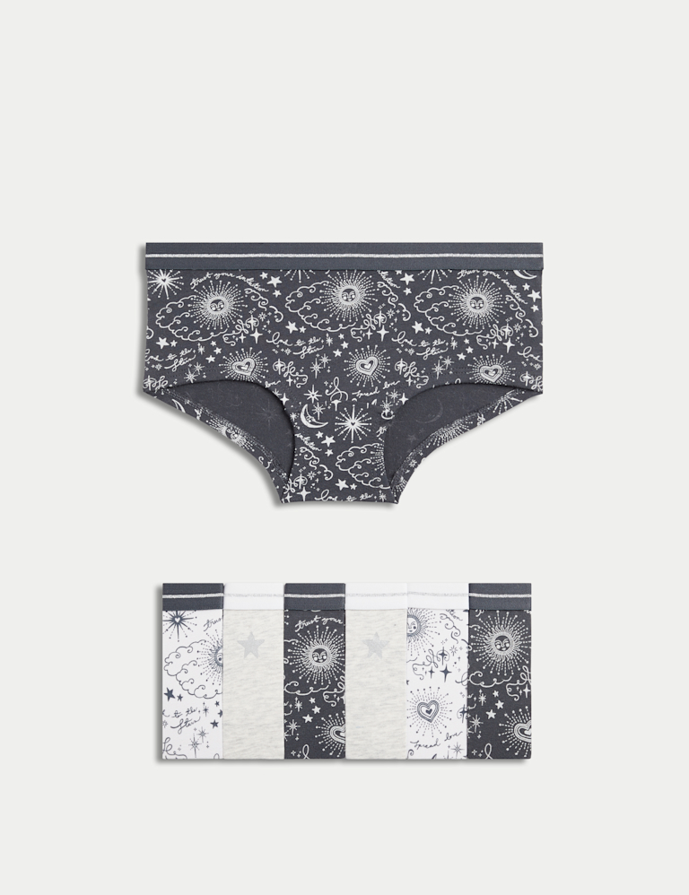 7pk Cotton with Stretch Cosmic Knicker Shorts (5-16 Yrs)
