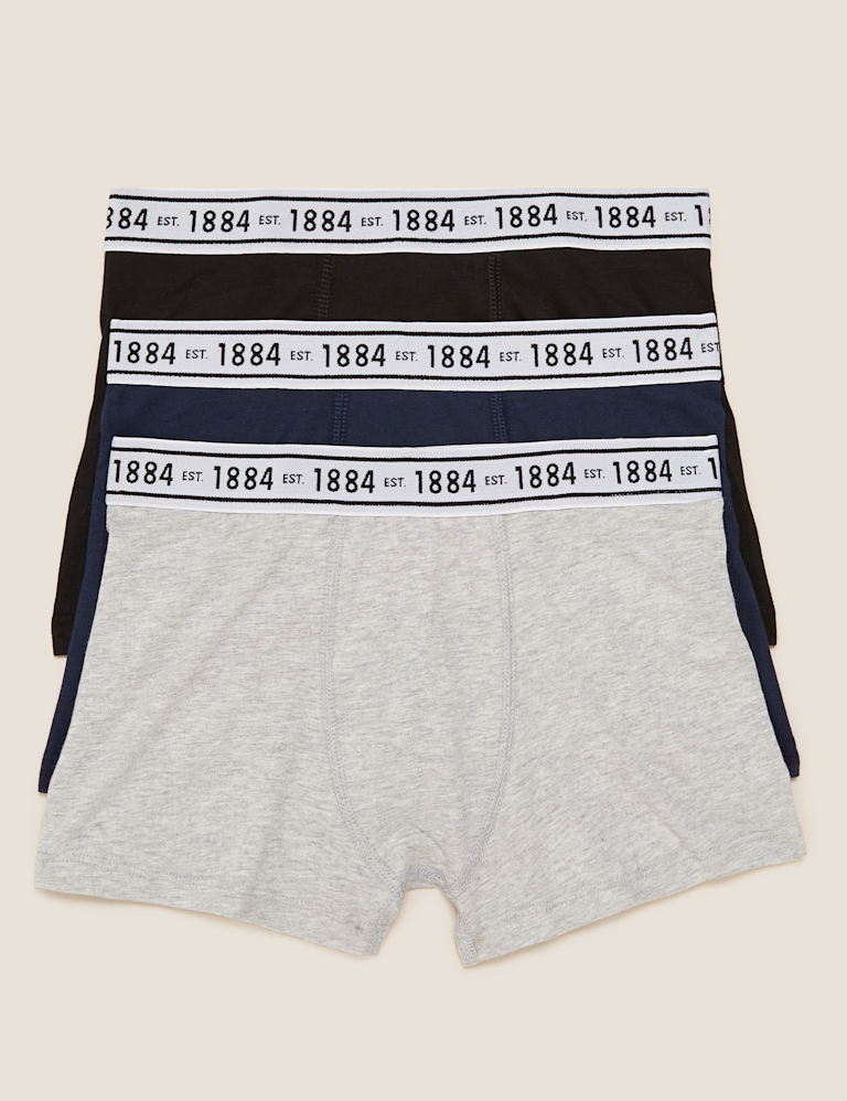 3pk Cotton Rich With Stretch Plain Trunks (6-16 Yrs) 3pk Cotton Rich With Stretch Plain Trunks (6-16 Yrs)