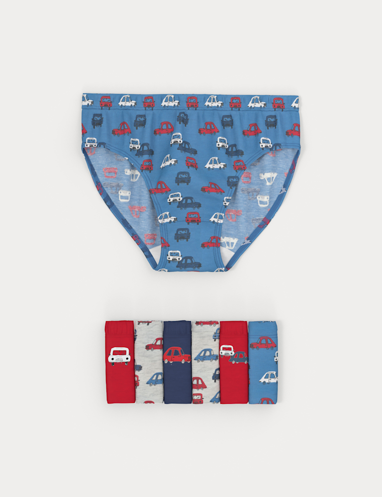 7 Pack Pure Cotton Car Print Briefs (2-8 Yrs)
