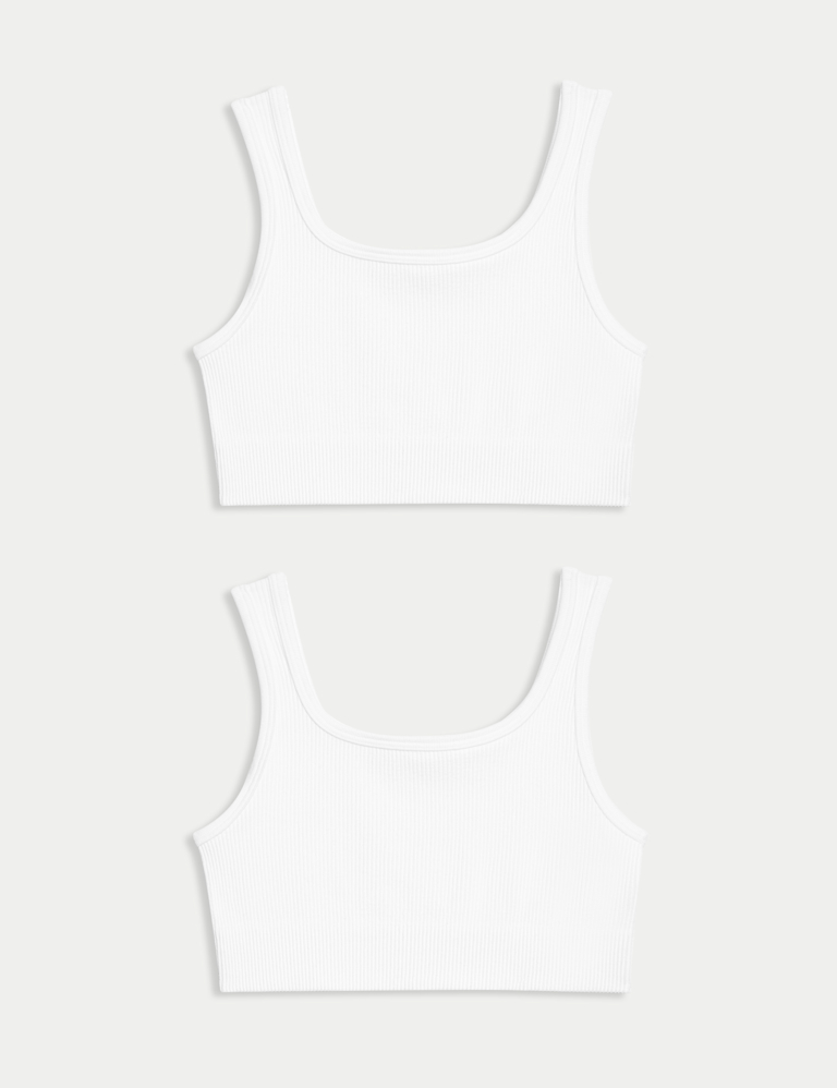 2 Pack Seamfree Round Neck Rib Crop Tops (6-16 Yrs)