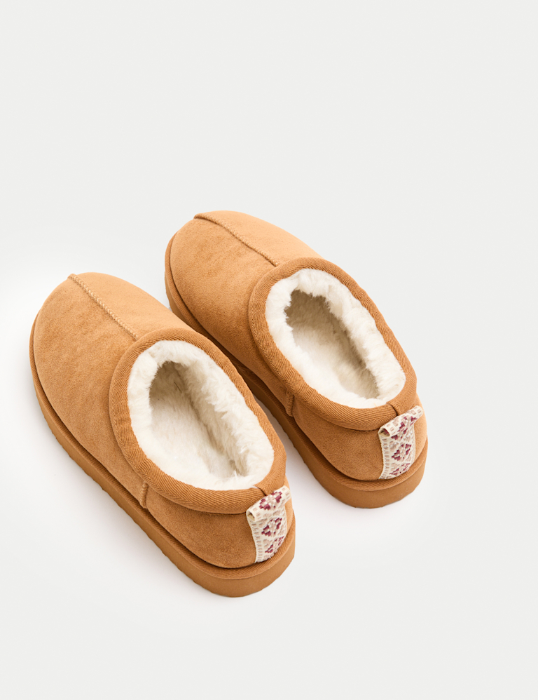 Kids` Faux Fur Lined Slippers (9 Small – 7 Large)