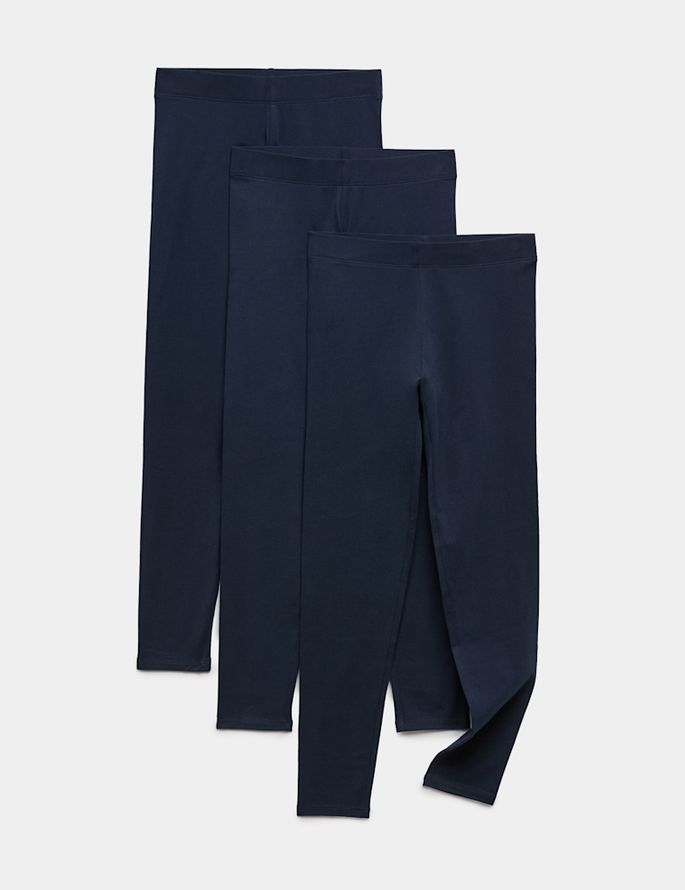 3 Pack Cotton Rich Plain Leggings (6-16 Yrs)