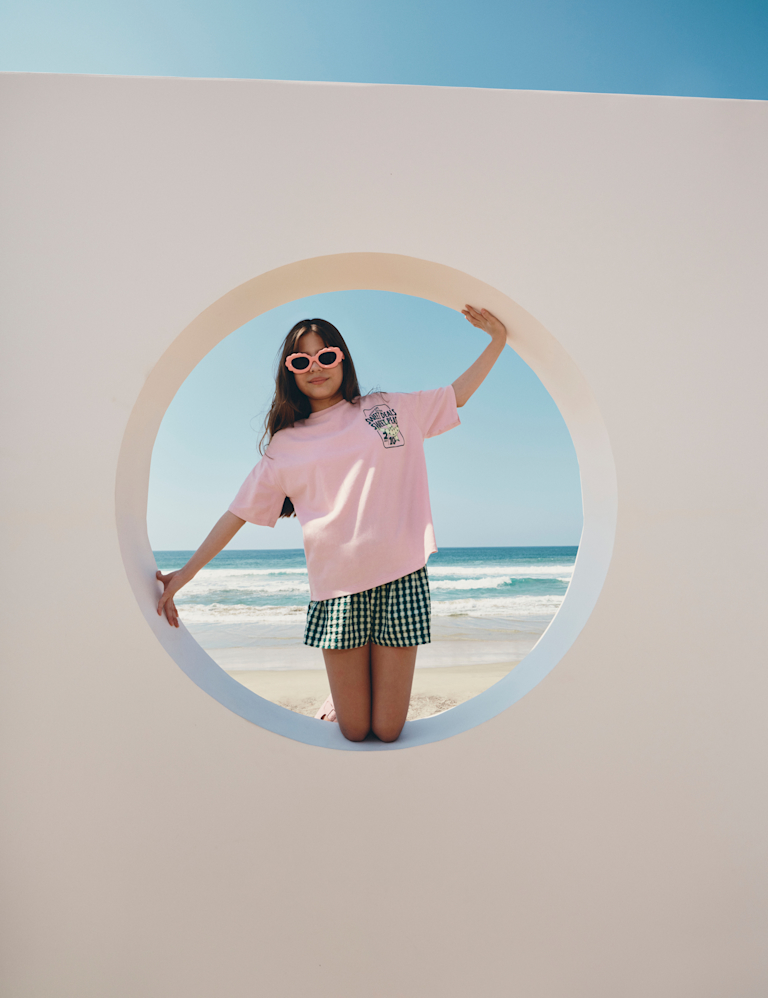 Pure Cotton Gingham Shorts (6-16 Yrs)