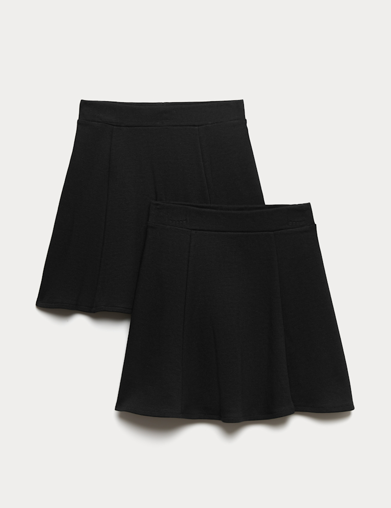 2 Pack Girls` Jersey Skater School Skirts (2-18 Yrs)