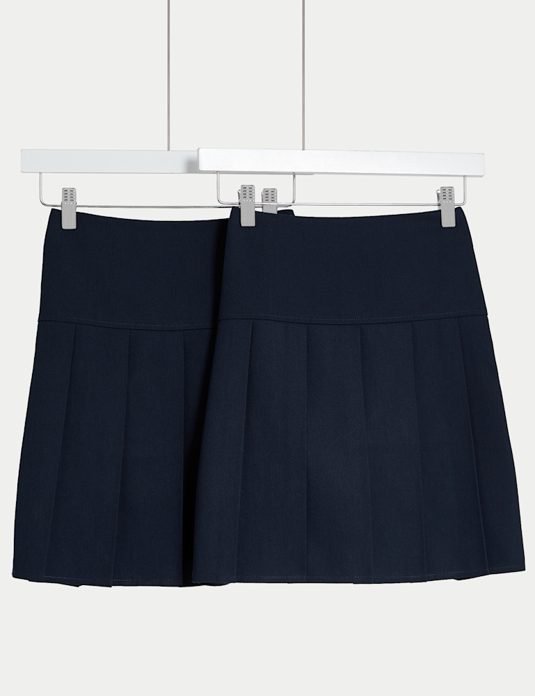 2 Pack Girls` Pleated School Skirts (2-18 Yrs)