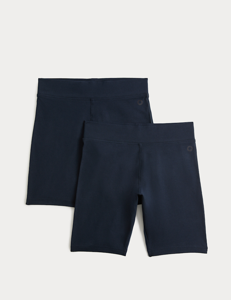 2 Pack Girls` Cotton Rich School Cycling Shorts (2-16 Yrs)