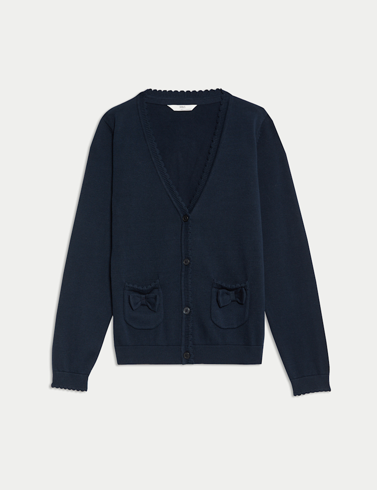 Pure Cotton Bow Pocket Cardigan (3-18 Yrs)