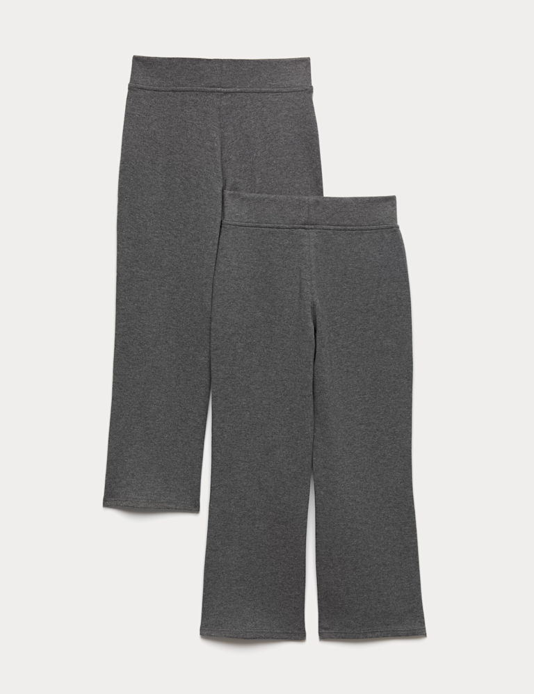 2 Pack Girls` Cotton Blend Knitted Trousers (2-18 Yrs)
