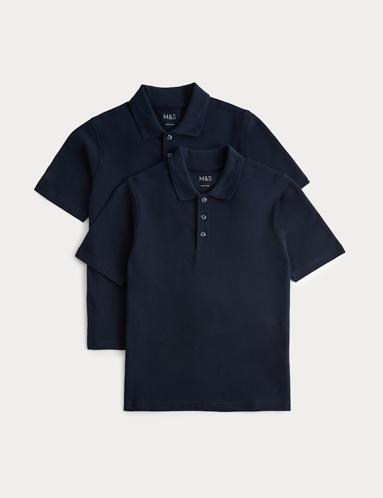 2 Pack Unisex Stain Resist School Polo Shirts (2-18 Yrs)