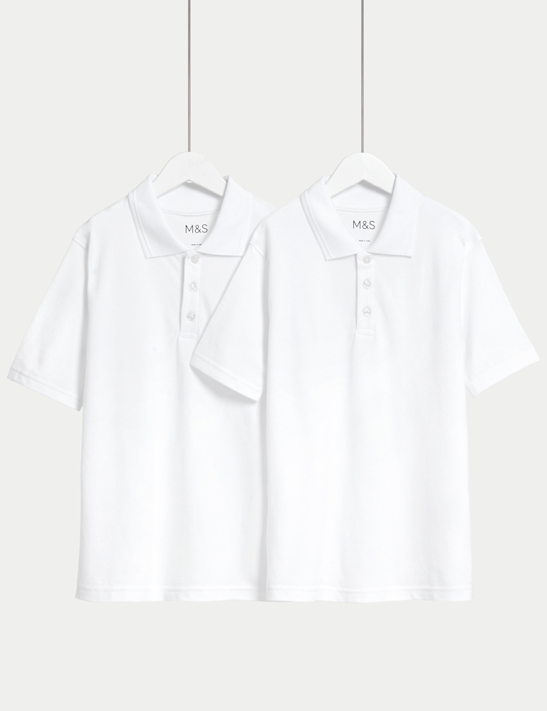 2 Pack Unisex Stain Resist School Polo Shirts (2-18 Yrs)