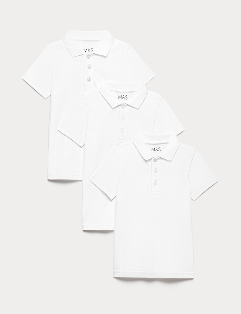 3 Pack Unisex Stain Resist Slim Fit School Polo Shirts (2-18 Yrs)