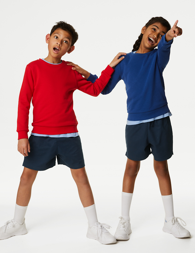 2 Pack Unisex Pure Cotton School Shorts (2-16 Yrs)