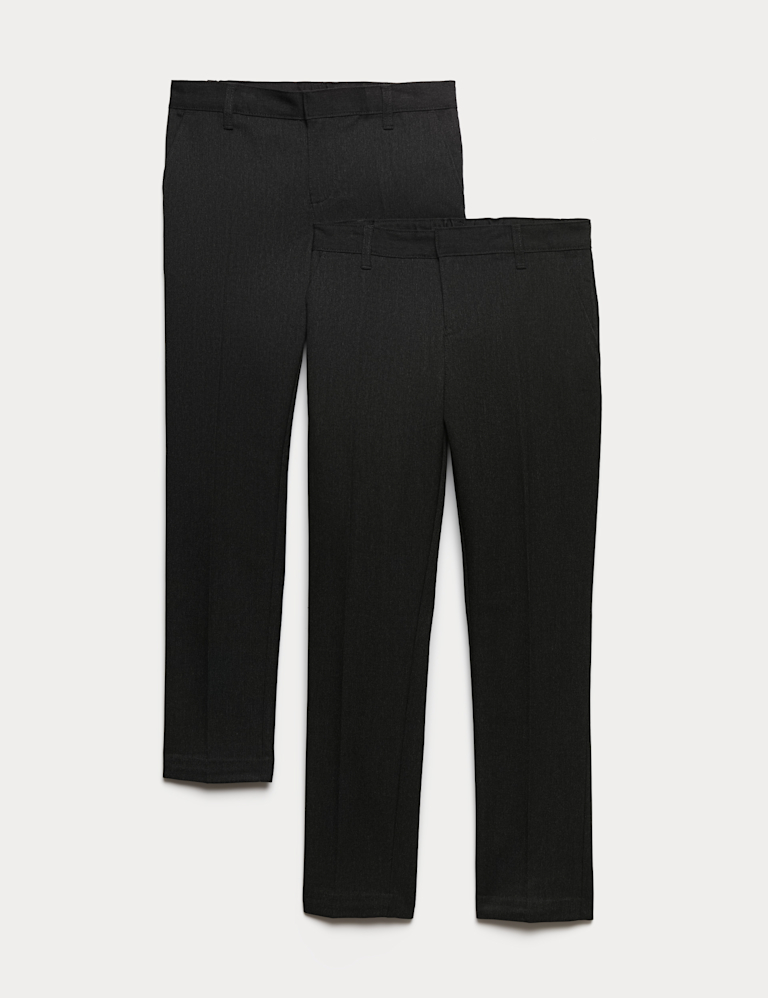 2 Pack Boys` Skinny Leg School Trousers (2-18 Yrs)