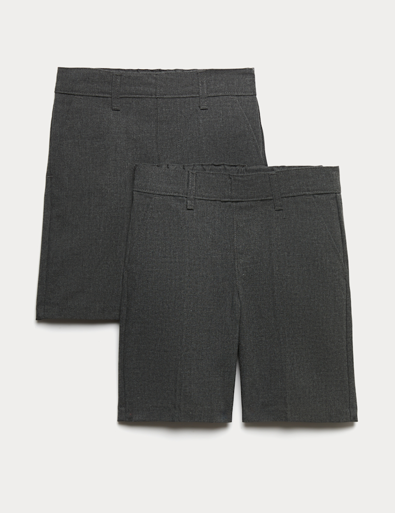 2 Pack Boys` Regular Leg School Shorts (2-14 Yrs)