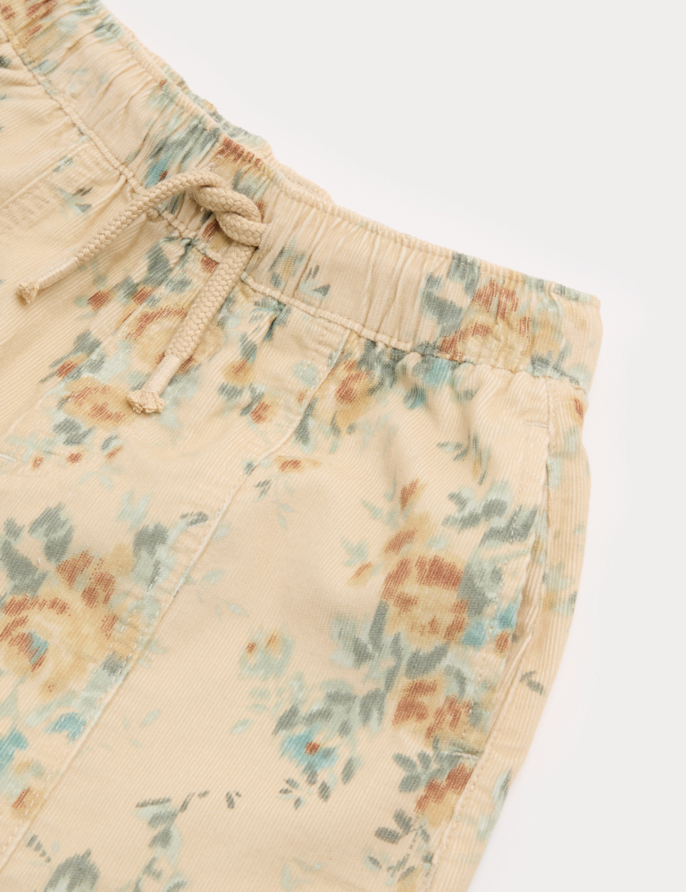 Relaxed Pure Cotton Floral Trousers (1-8 Yrs)