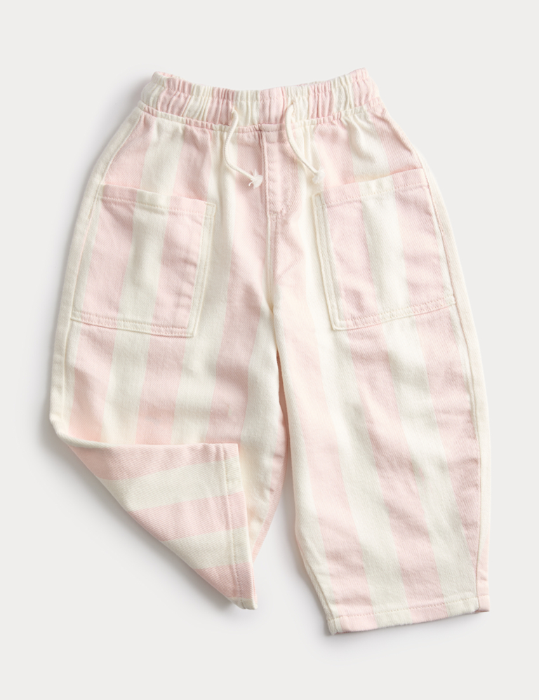 Pure Cotton Striped Barrel Leg Trousers (2-8 Yrs)