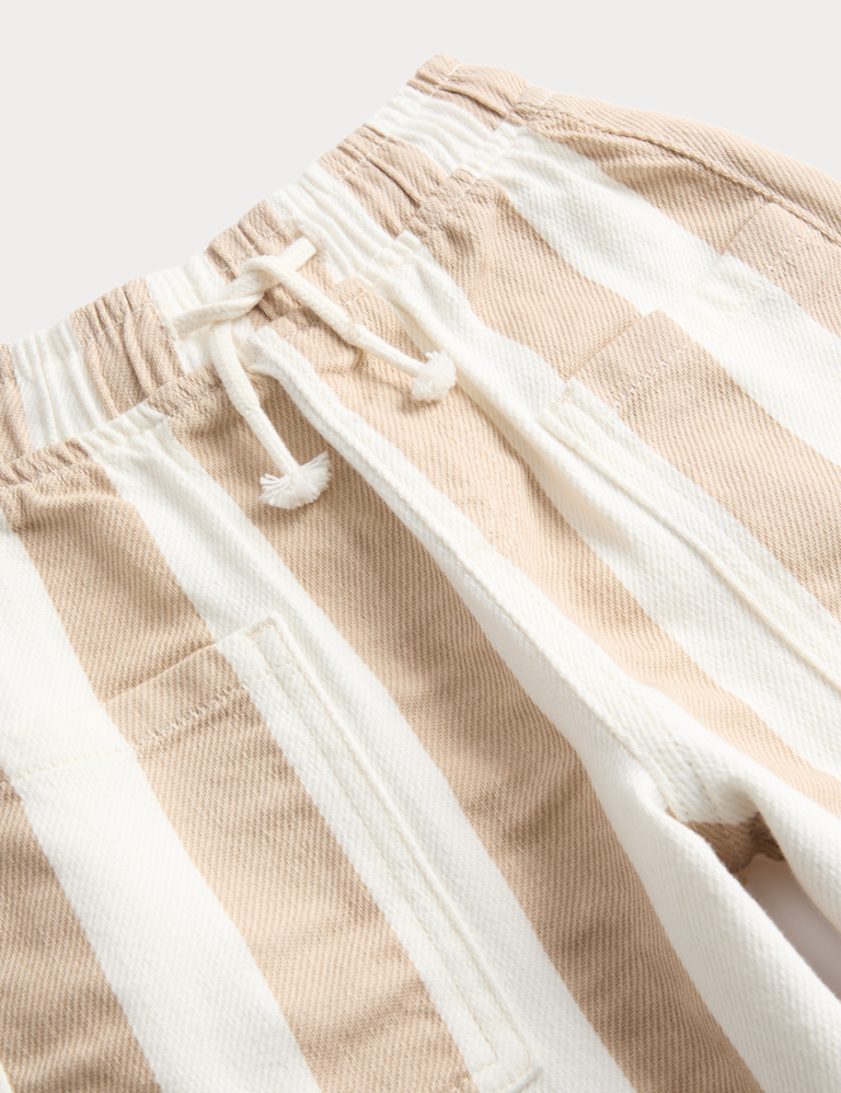 Pure Cotton Striped Barrel Leg Trousers (2-8 Yrs)