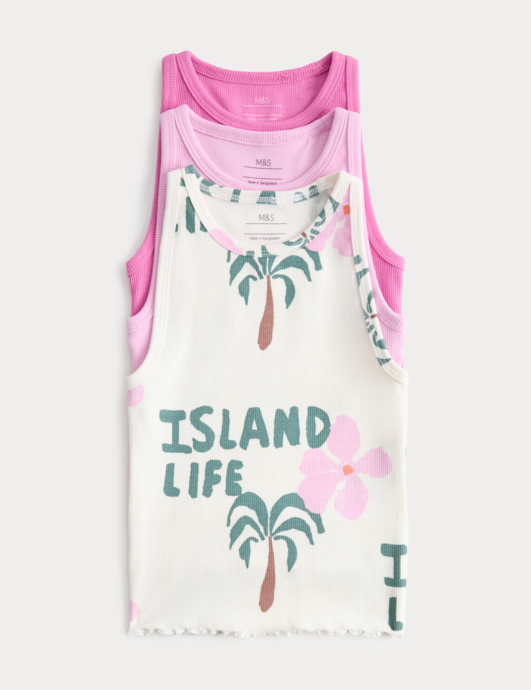 3 Pack Cotton Rich Island Life Vest Tops (2-8 Yrs)