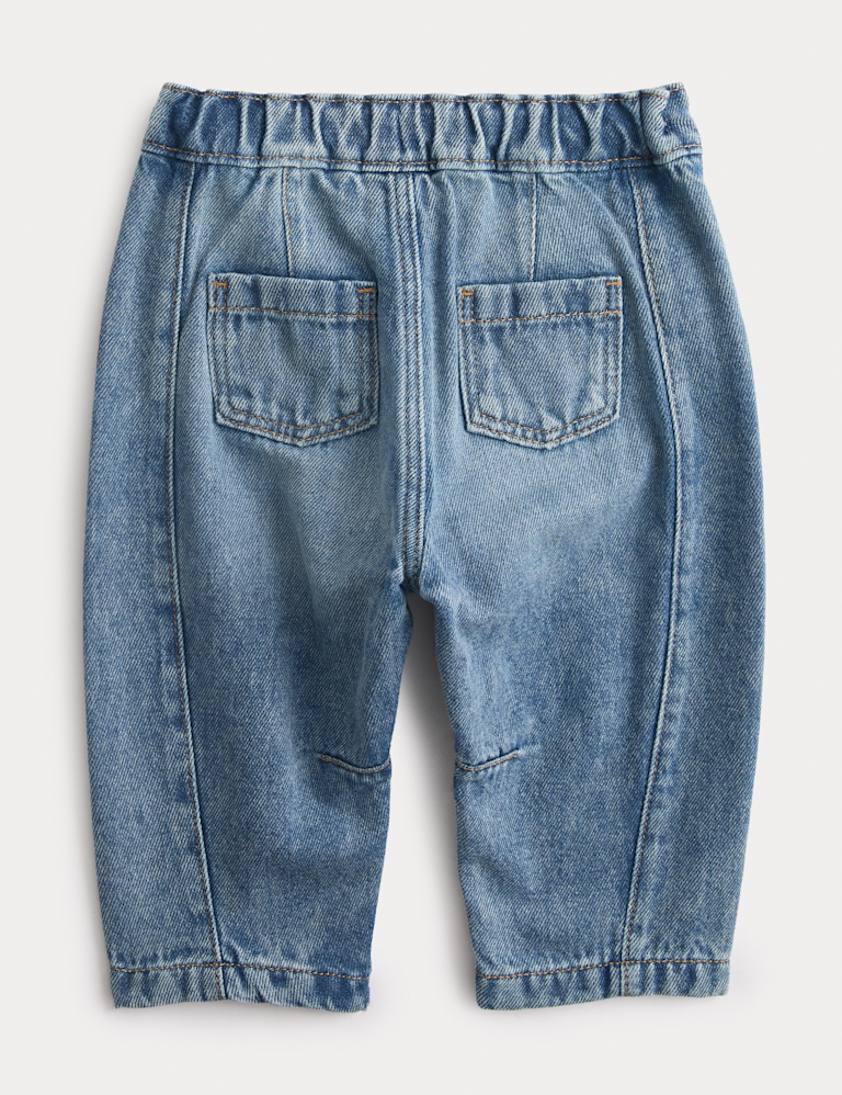 Pure Cotton Elasticated Waist Jeans (0-3 Yrs)