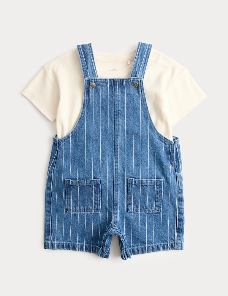 Denim Striped Bibshort with T-Shirt (0-3 Yrs)