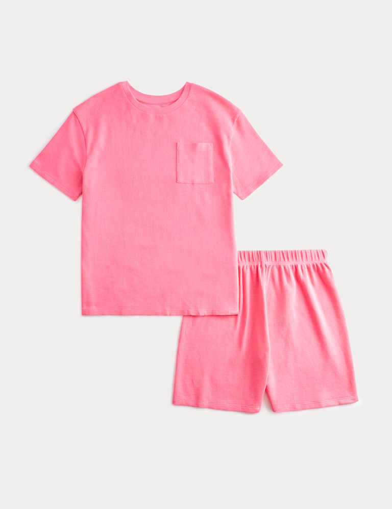 Kids` Pure Cotton Waffle Short Pyjamas (1-16 Yrs)