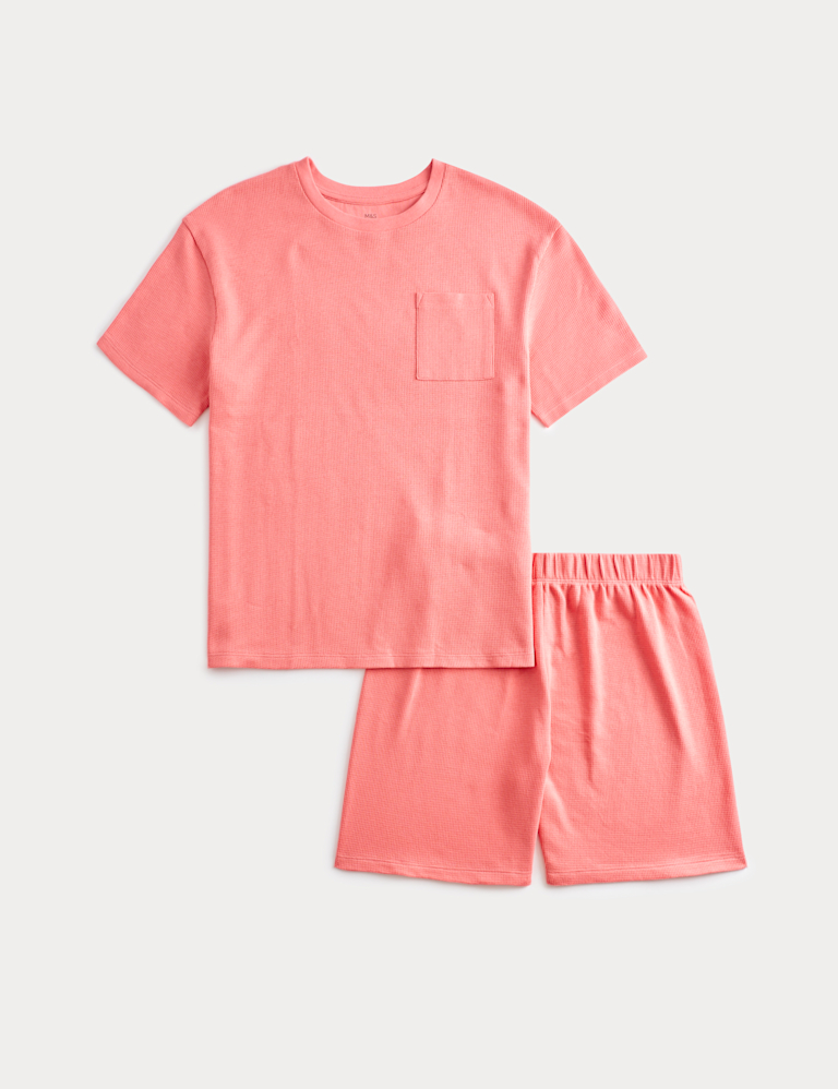 Kids` Pure Cotton Waffle Short Pyjamas (1-16 Yrs)