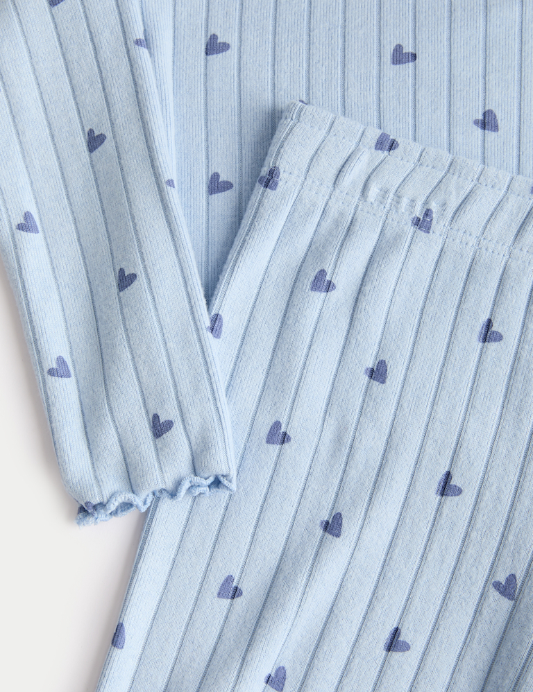 Patterned Heart Ribbed Cosy Pyjamas (1-16 Yrs) Patterned Heart Ribbed Cosy Pyjamas (1-16 Yrs)