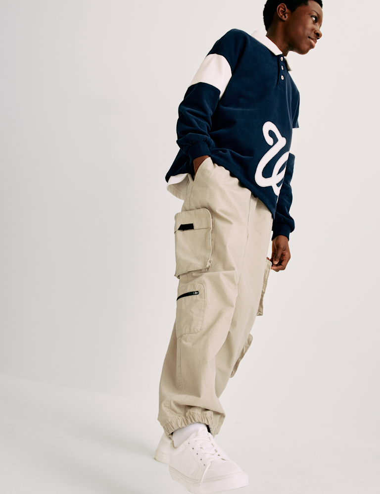 Pure Cotton Ripstop Cargo Trousers (6-16 Yrs)