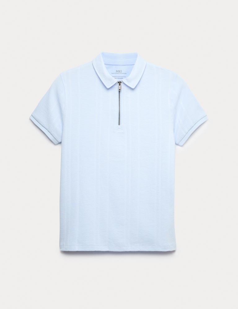 Pure Cotton Quarter Zip Polo Top (6-16 Yrs)