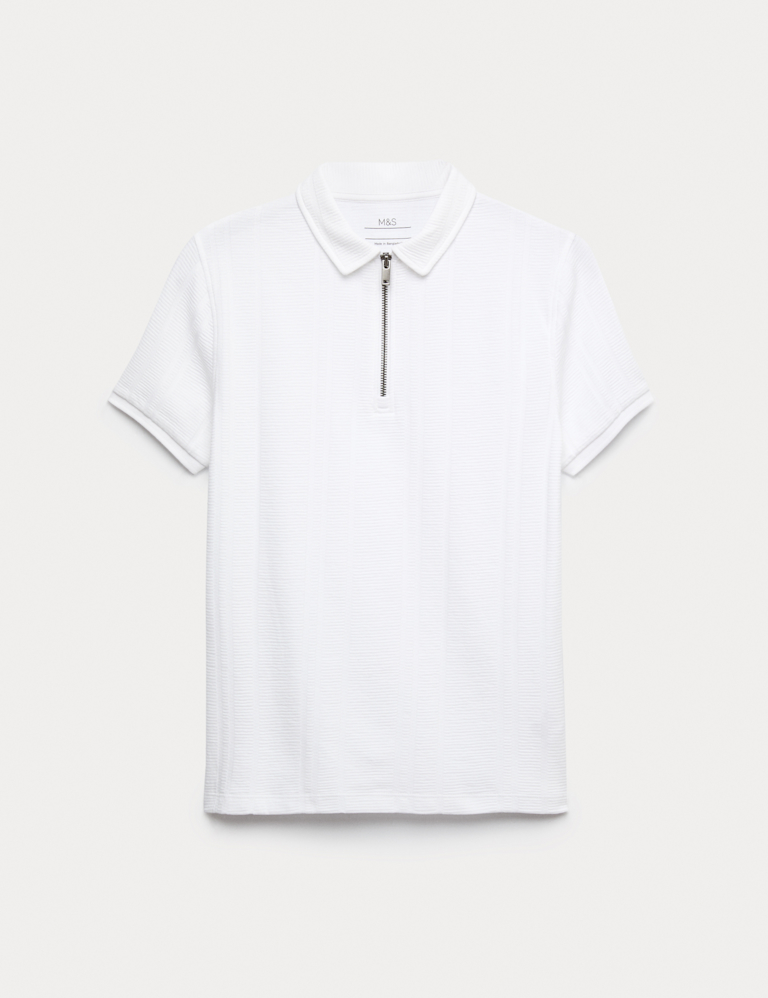 Pure Cotton Quarter Zip Polo Top (6-16 Yrs)