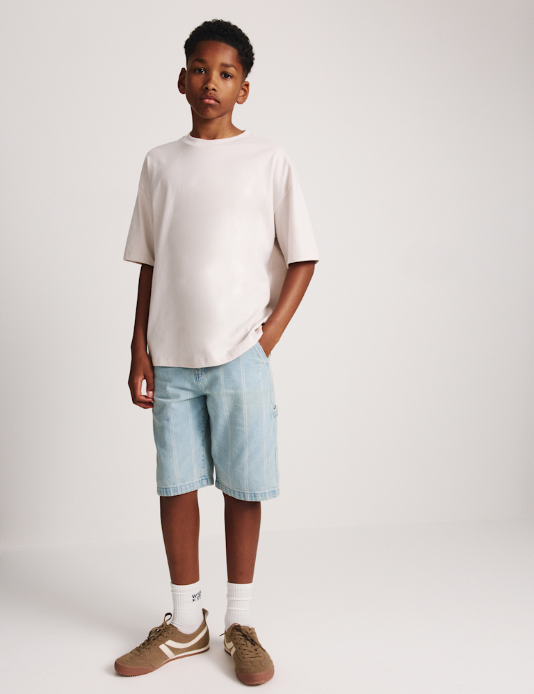 Denim Striped Carpenter Shorts (6-16 Yrs) Denim Striped Carpenter Shorts (6-16 Yrs)