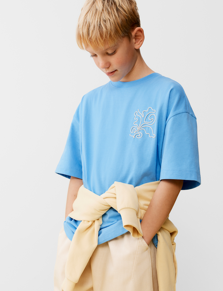 Pure Cotton Embroidered Graphic T-Shirt (6-16 Yrs)